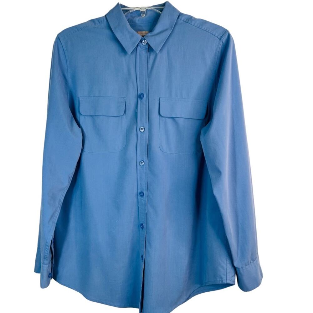 Chico's Light Blue Button Down Shirt Long Sleeve Blouse Size 0